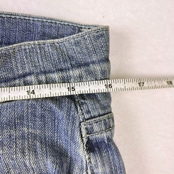 Y2K 7 for All Mankind Womens Jean Skirt Size 29 Button Fly Denim Pleated Raw Hem - Picture 15 of 16